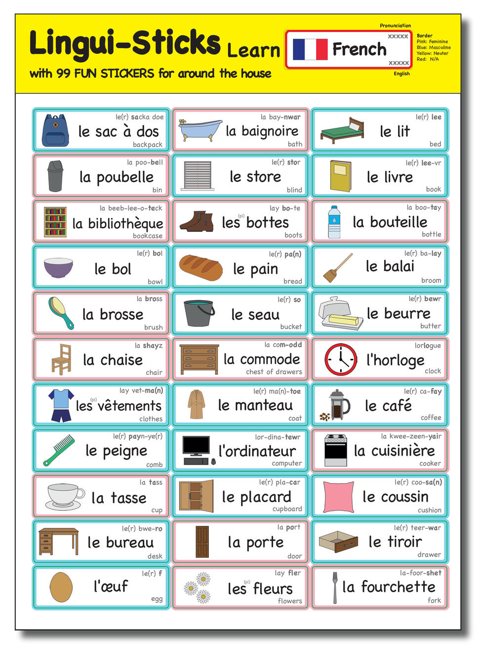 French Language Learning Stickers